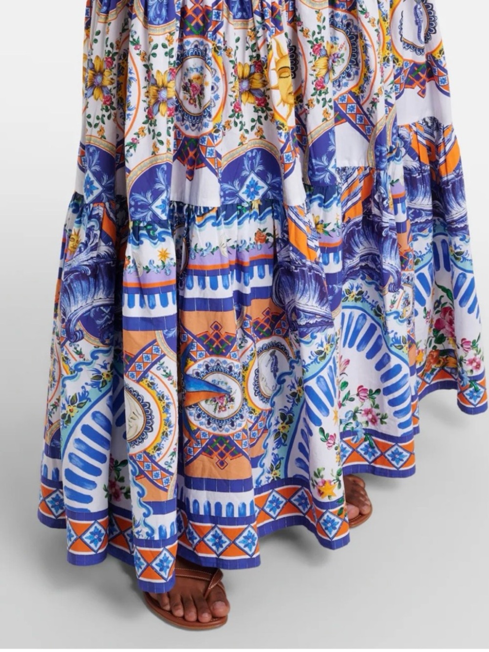 Camilla Darls Tiles- White & Blue Floral Cotton Maxi Dress NWT - Picture 5 of 9
